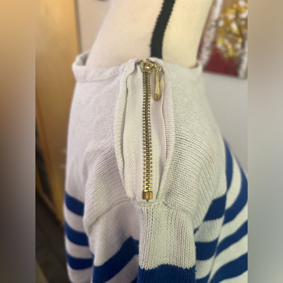 Karen Scott - striped nautical inspired sweater shirt w/ zipper shoulders - Picture 6 of 10